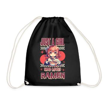 Just A Girl Who Loves Ramen - Turnbeutel - Schwarz - Vorne