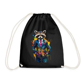 Costume de raton laveur Imprimé de conception animale colorée - Sac de sport léger - noir - Devant