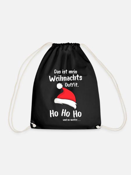 Mein Weihnachtsoutfit Weihnachtsmütze Ho Ho Ho - Turnbeutel - Schwarz
