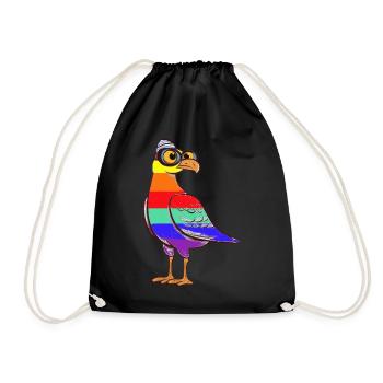 LGBT Rainbow Seagull Seagulls Maritime - Drawstring Bag - black - Front
