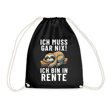 Ich muss gar nix! ich bin in Rente Faultier - Turnbeutel - Schwarz - Vorne