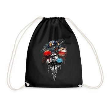 Planet Cream Scoop - Space Galaxy Science - Drawstring Bag - black - Front