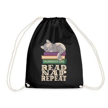 Lire, dormir, répéter et les chats - Sac de sport léger - noir - Devant
