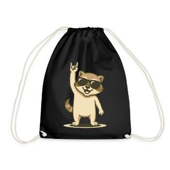 Rock'n'Raccoon Baby - Drawstring Bag - black - Front