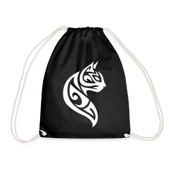 Katze Tribal - Turnbeutel - Schwarz - Vorne