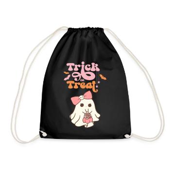 🎃 Trick or Treat – Kawaii Style 👻🍬 - Drawstring Bag - black - Front