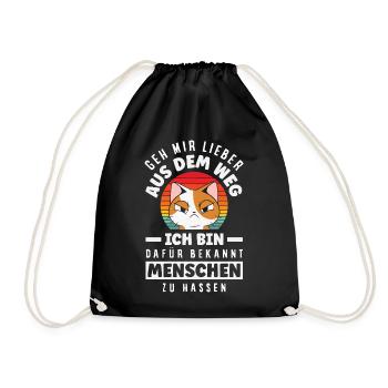 Get out of my way – I hate people - Drawstring Bag - black - Front
