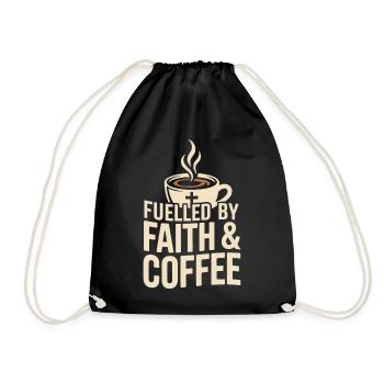 Fuelled By Faith & Coffee Glaube Und Kaffee - Drawstring Bag - black - Front
