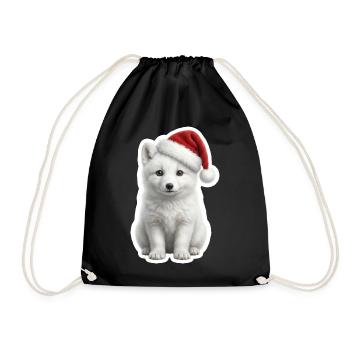 White arctic fox in deep snow - Drawstring Bag - black - Front