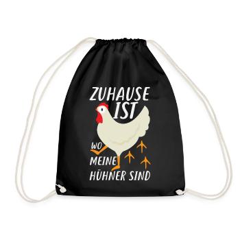 Zu Hause ist wo meine Hühner sind - Turnbeutel - Schwarz - Vorne