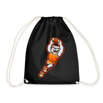 Bulldog Football Touchdown-Maskottchen - Turnbeutel - Schwarz - Vorne