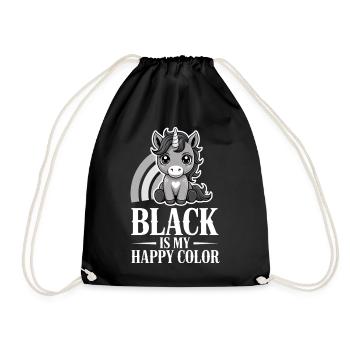 Unicorn Joy: Schwarz ist meine fröhliche Farbe - Turnbeutel - Schwarz - Vorne