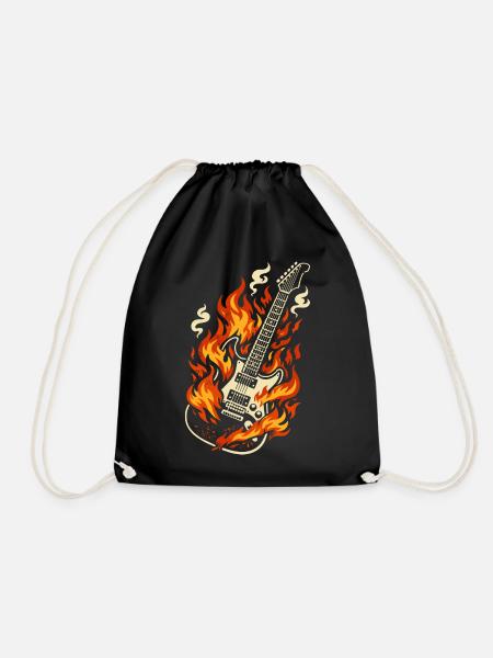 E-Gitarre Brennend Rock Geschenk - Turnbeutel - Schwarz