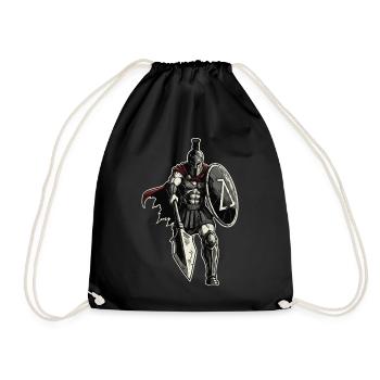 Veteran Spartan Combat Spear Shield Mascot - Drawstring Bag - black - Front