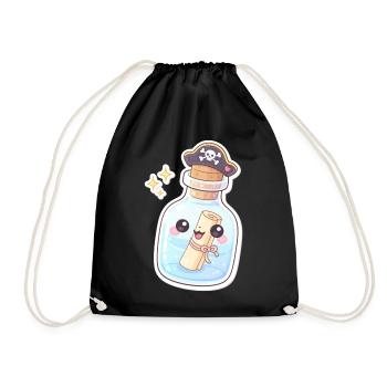 Cute Pirate Message in a Bottle - Turnbeutel - Schwarz - Vorne