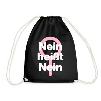 NEIN HEISST NEIN – IMMER! ♀ GIRLPOWER FEMALE POWER - Turnbeutel - Schwarz - Vorne