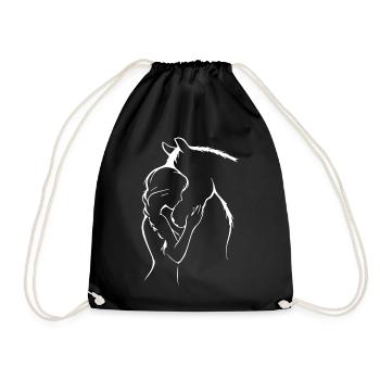 Silhouette de fille amoureuse au cœur de cavalier - Sac de sport léger - noir - Devant