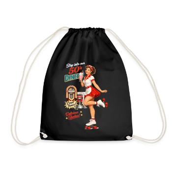 Pin-up du diner des années 50 sur des patins à roulettes - Sac de sport léger - noir - Devant