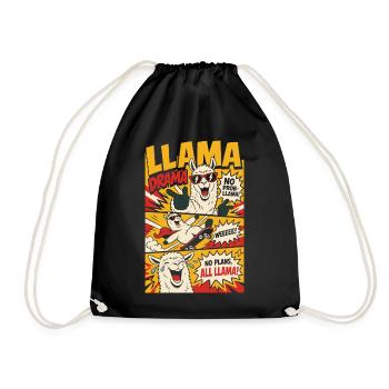 Llama Drama – No Prob-Llama Comic - Turnbeutel - Schwarz - Vorne