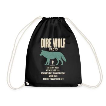 Dire Wolf Fakten Eiszeit Größenvergleich Tafel - Turnbeutel - Schwarz - Vorne
