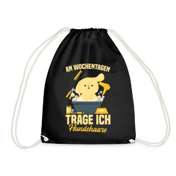 An Wochentagen trage ich Hundehaare - Turnbeutel - Schwarz - Vorne