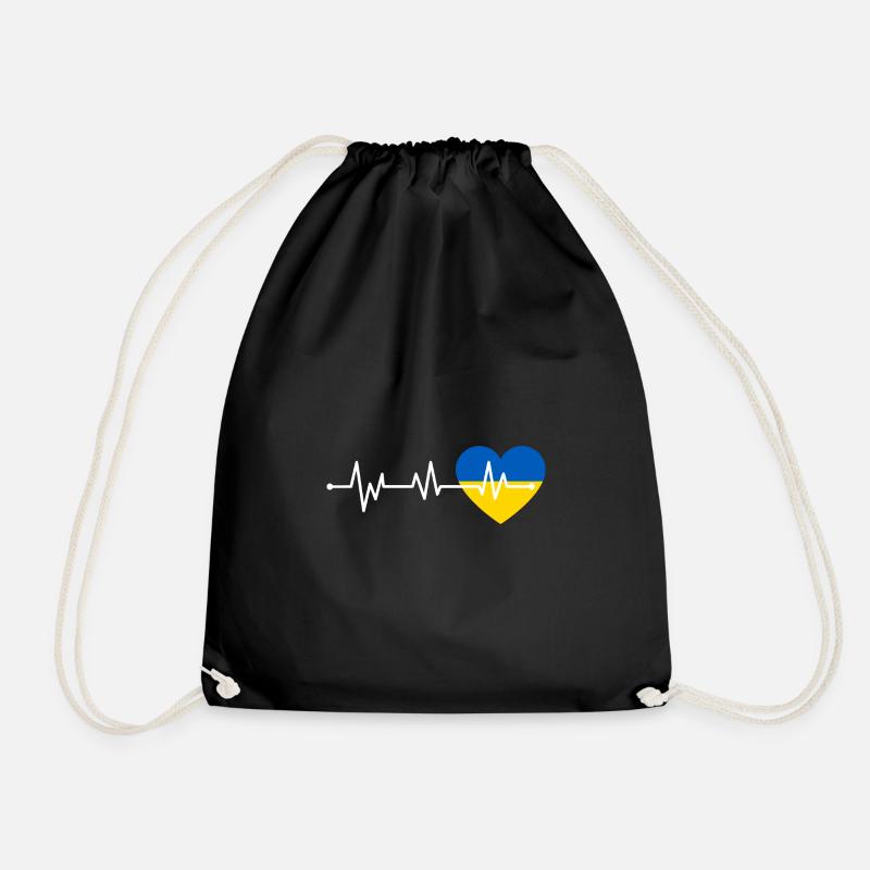 Heartbeat Ukraine - Drawstring Bag - black