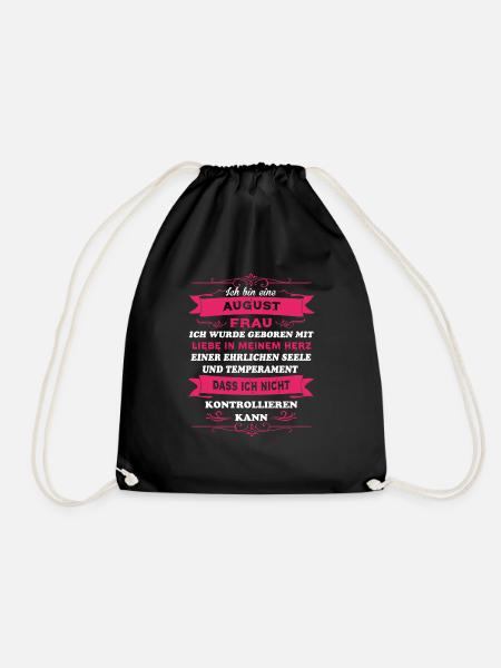 Geschenk Liebe ich bin Frau AUGUST - Turnbeutel - Schwarz