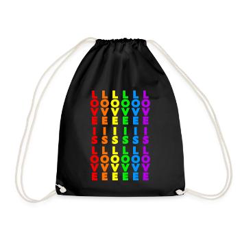 PRIDE RAINBOW LOVE IS LOVE FLAG RAINBOW LGBT - Drawstring Bag - black - Front