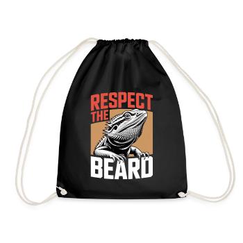 Respect the Beard! Bearded Dragon Reptile Terraristics - Drawstring Bag - black - Front