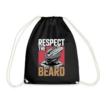 Respect the Beard! Bearded Dragon Reptile Terraristics - Drawstring Bag - black - Front