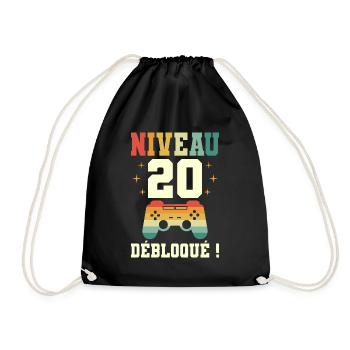 Anniversaire 20 Ans Geek Niveau 20 Humour - Sac de sport léger - noir - Devant
