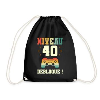 Anniversaire 40 Ans Geek Niveau 40 Humour - Sac de sport léger - noir - Devant