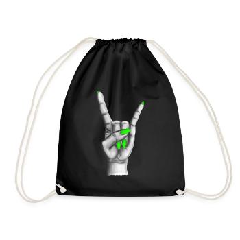 Heavy Metal Hand grüne Nägel - Turnbeutel - Schwarz - Vorne