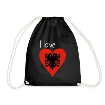 J'aime l'Albanie! Idée cadeau, drapeau albanais - Sac de sport léger - noir - Devant