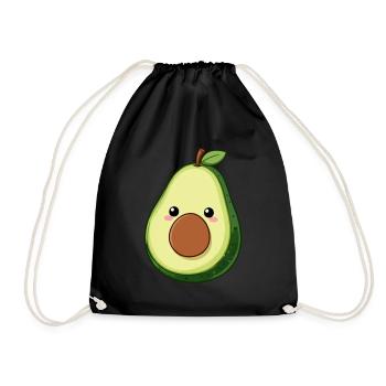 Lustige Kawaii Avocado Geschenk Veganer Vegetarier - Turnbeutel - Schwarz - Vorne