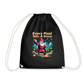 Every Pixel Tells a Story - Retro Gaming - Drawstring Bag - black - Front