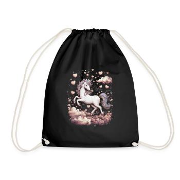 Magical Unicorn with Hearts - Drawstring Bag - black - Front