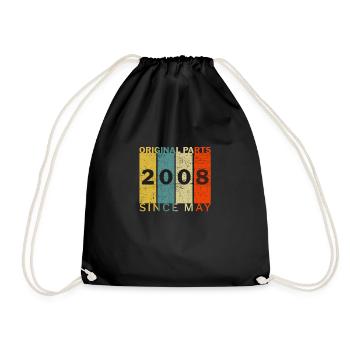 Born In May 2008 Funny Birthday Retro Quote Joke - Drawstring Bag - black - Front