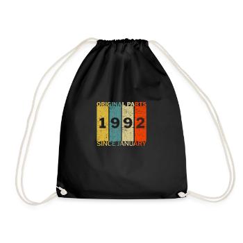 Born In January 1992 Funny Birthday Retro Quote - Drawstring Bag - black - Front