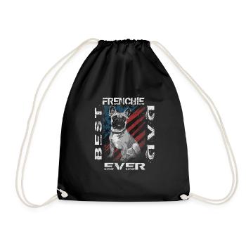 Best Frenchie Dad Ever French Bulldog Papa - Drawstring Bag - black - Front