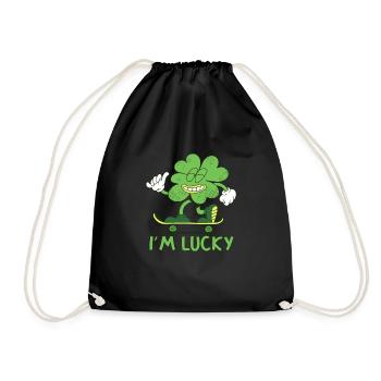 I'm Lucky Lustiges Kleeblatt Glück Irish Shamrock - Turnbeutel - Schwarz - Vorne