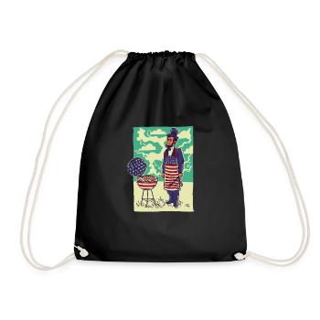 Grill Master USA Flagge Abraham Lincoln Barbeque - Turnbeutel - Schwarz - Vorne