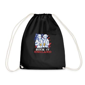 Suck-It England Funny July 4 George Washington - Drawstring Bag - black - Front