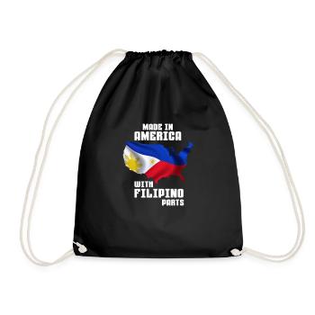 Made in America with Filipino parts - Drawstring Bag - black - Front