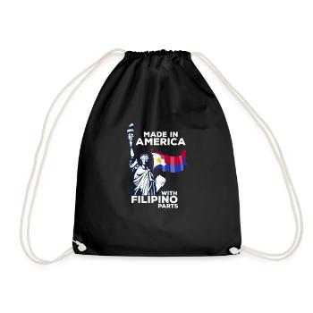 Made in America with Filipino parts - Drawstring Bag - black - Front