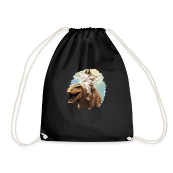 Cool Jesus Rides Dinosaur Funnier - Drawstring Bag - black - Front