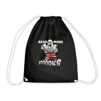 Groovy Read More Books Ghost Cute Funny - Drawstring Bag - black - Front