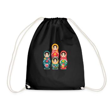 Russische Nistpuppe - Turnbeutel - Schwarz - Vorne
