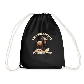 I'm a wildebeest funny Halloween costume wildebeest - Drawstring Bag - black - Front