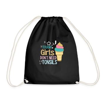 Tough girls don't need almond ice cream - Drawstring Bag - black - Front